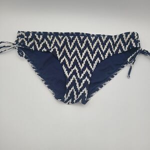Navy Blue and White Striped Bikini Bottoms
